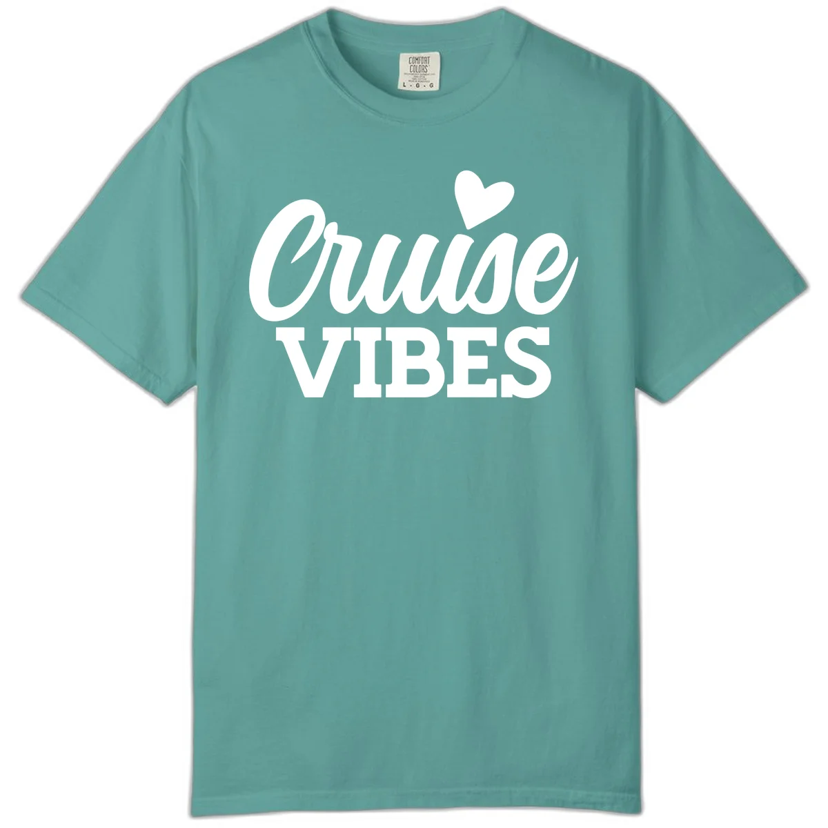 Cruise Vibes Heart Comfort Color Tee in Seafoam