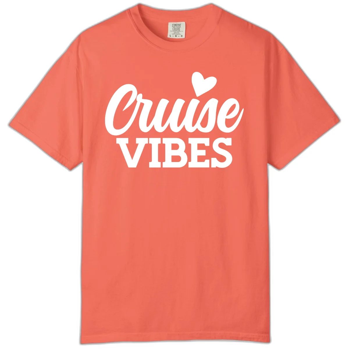 Cruise Vibes Heart Comfort Color Tee in Bright Salmon