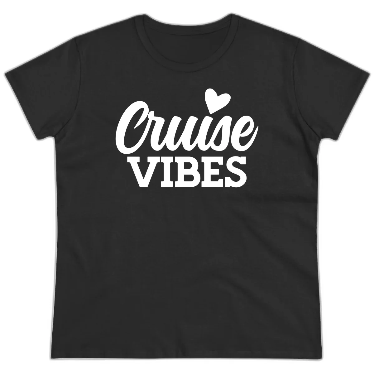 Cruise Vibes Heart Ladies Tee in Black