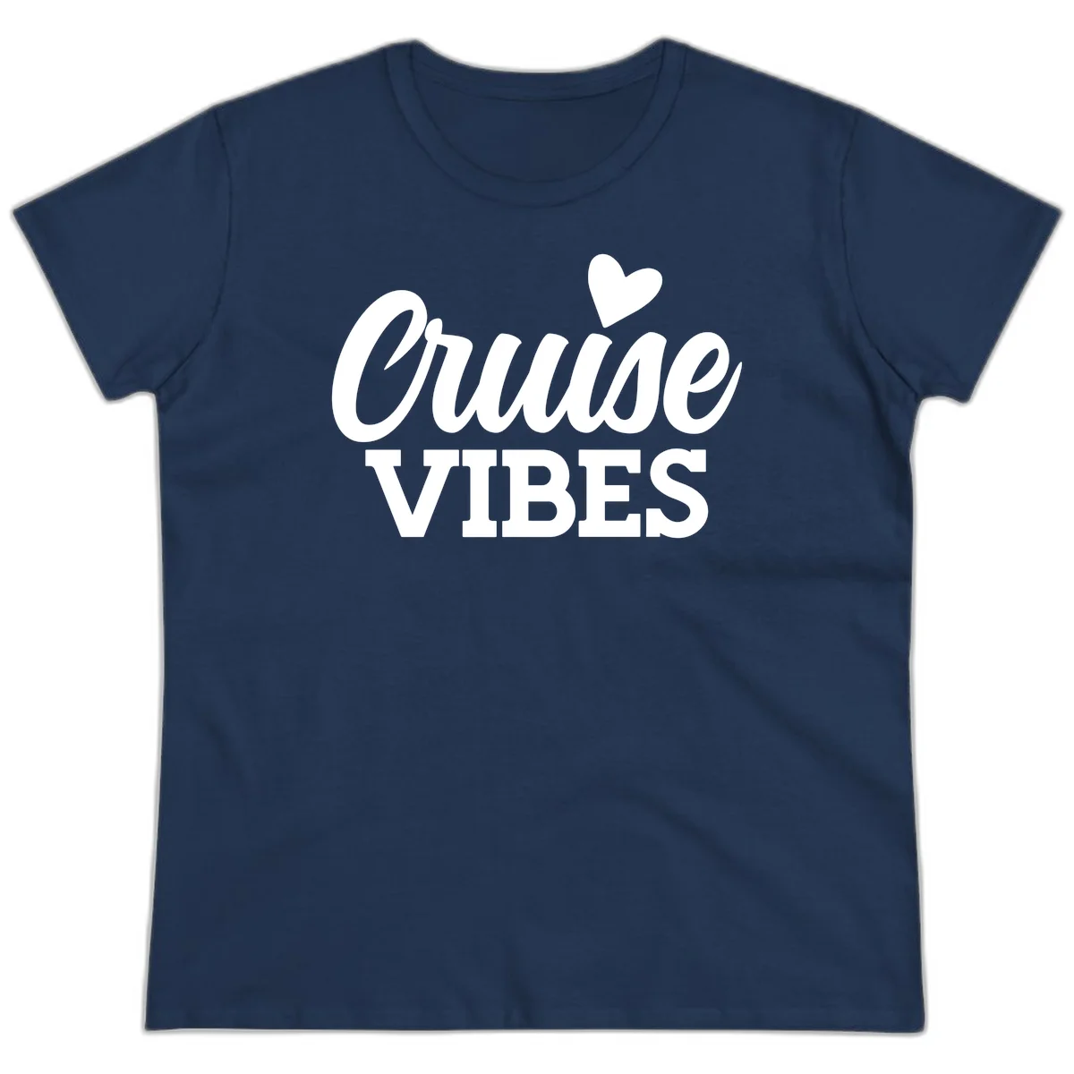 Cruise Vibes Heart Ladies Tee in Navy