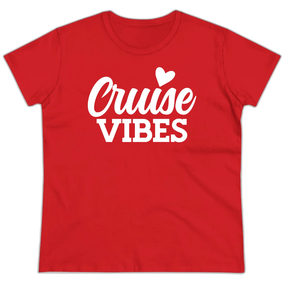 Cruise Vibes Heart Ladies Tee in Red