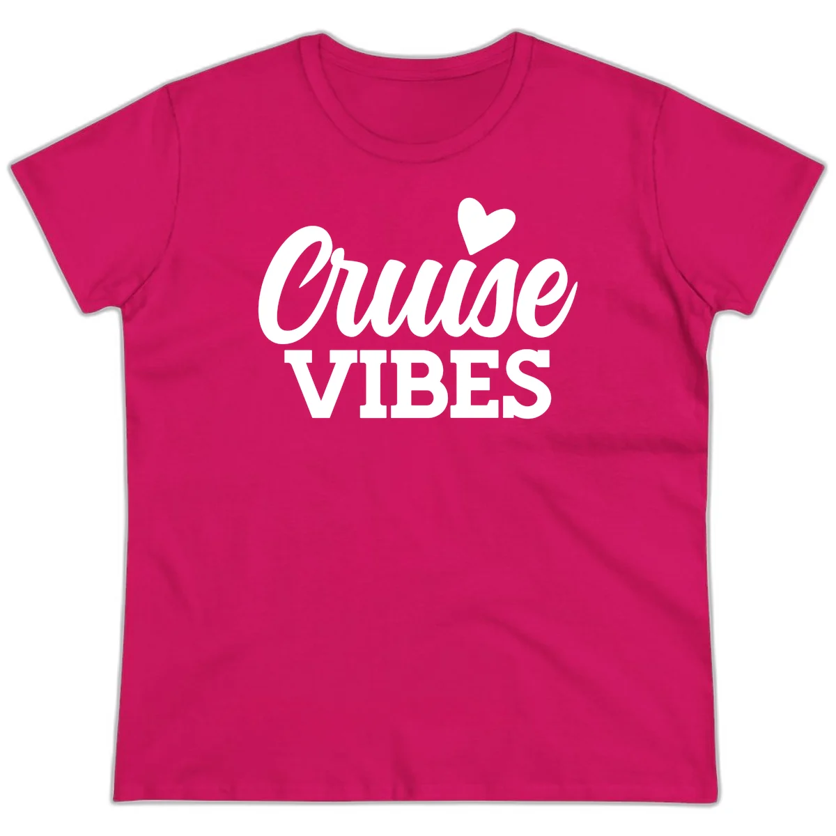 Cruise Vibes Heart Ladies Tee in Heliconia