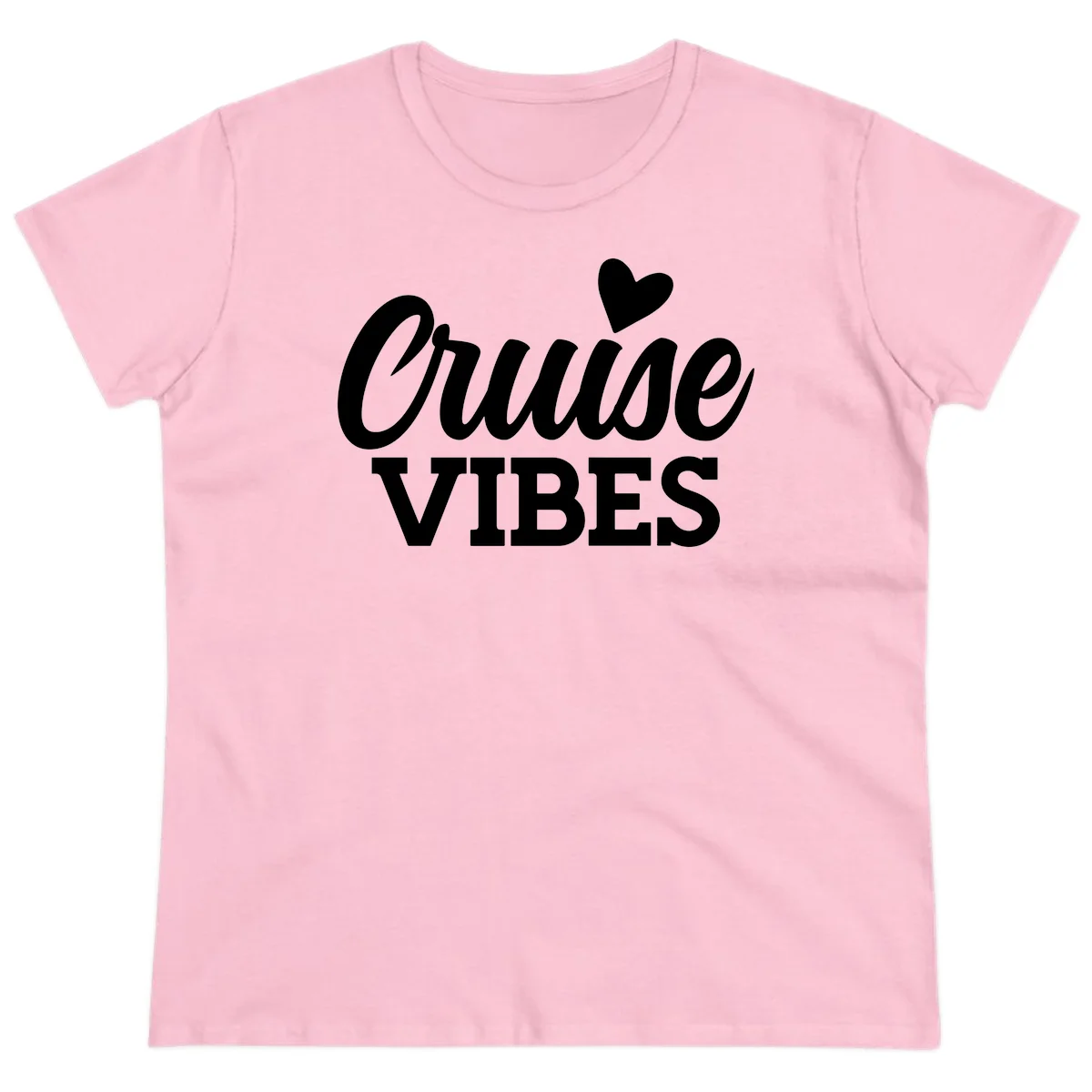 Cruise Vibes Heart Ladies Tee in Light Pink