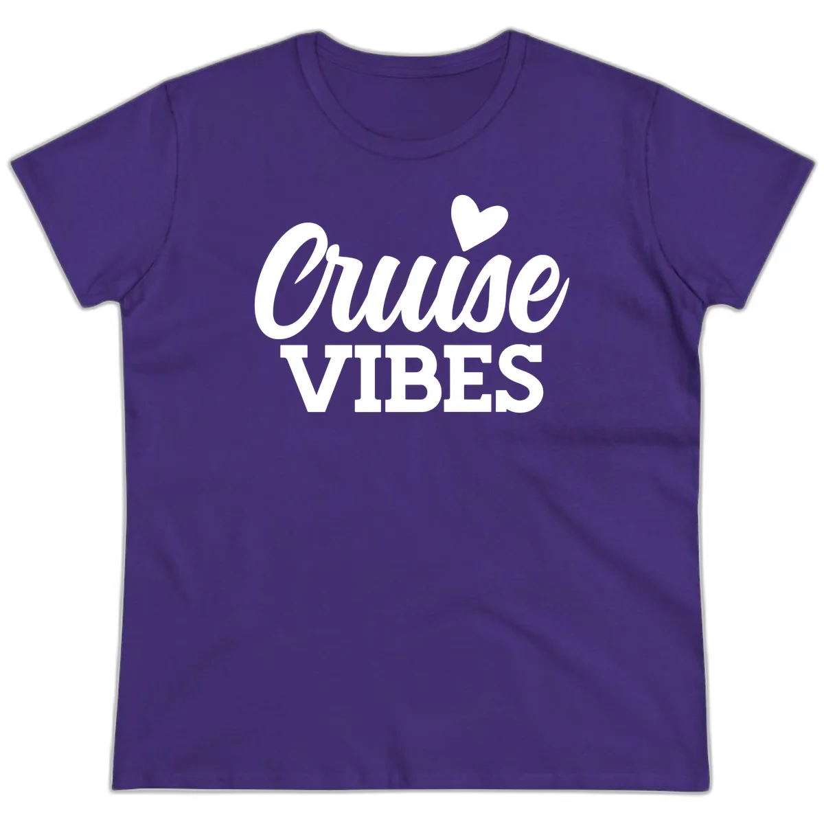 Cruise Vibes Heart Ladies Tee in Purple
