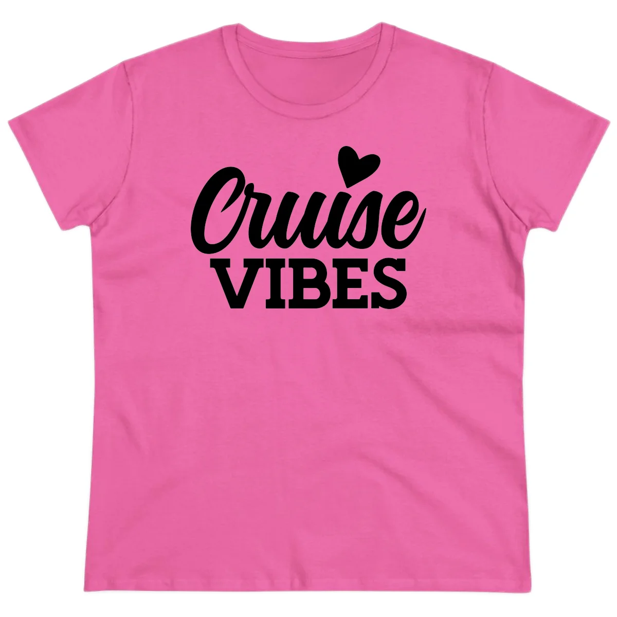 Cruise Vibes Heart Ladies Tee in Azalea