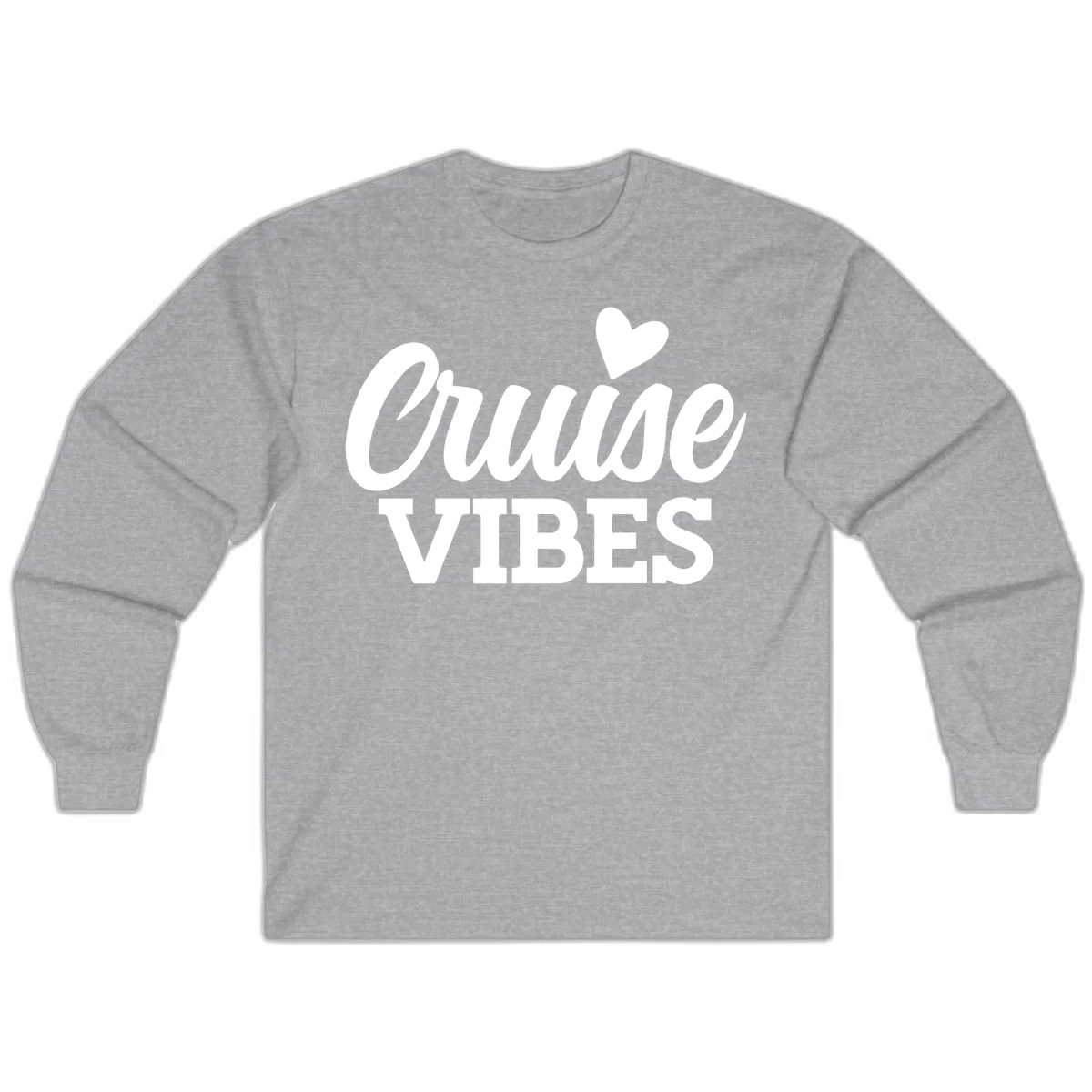 Cruise Vibes Heart Long Sleeve Tee in Sport Grey