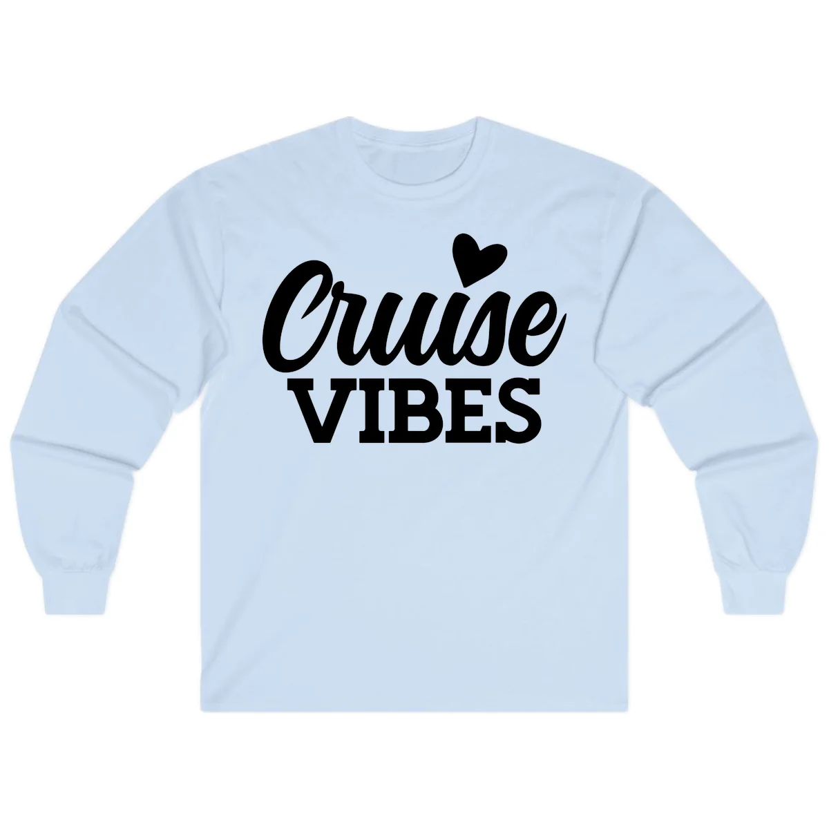 Cruise Vibes Heart Long Sleeve Tee in Light Blue