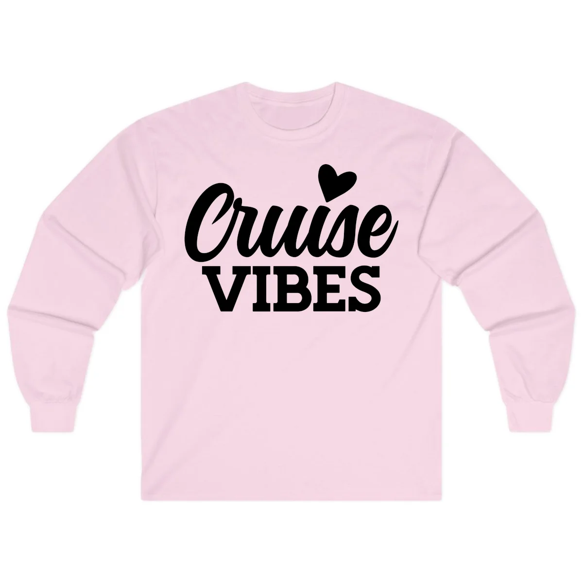 Cruise Vibes Heart Long Sleeve Tee in Light Pink