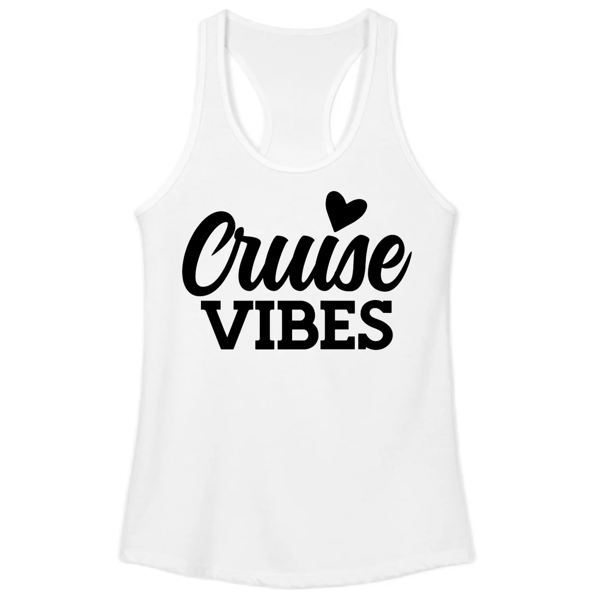 Cruise Vibes Heart Ladies Tank in White