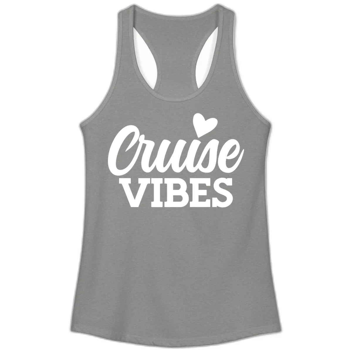 Cruise Vibes Heart Ladies Tank in Heather Grey