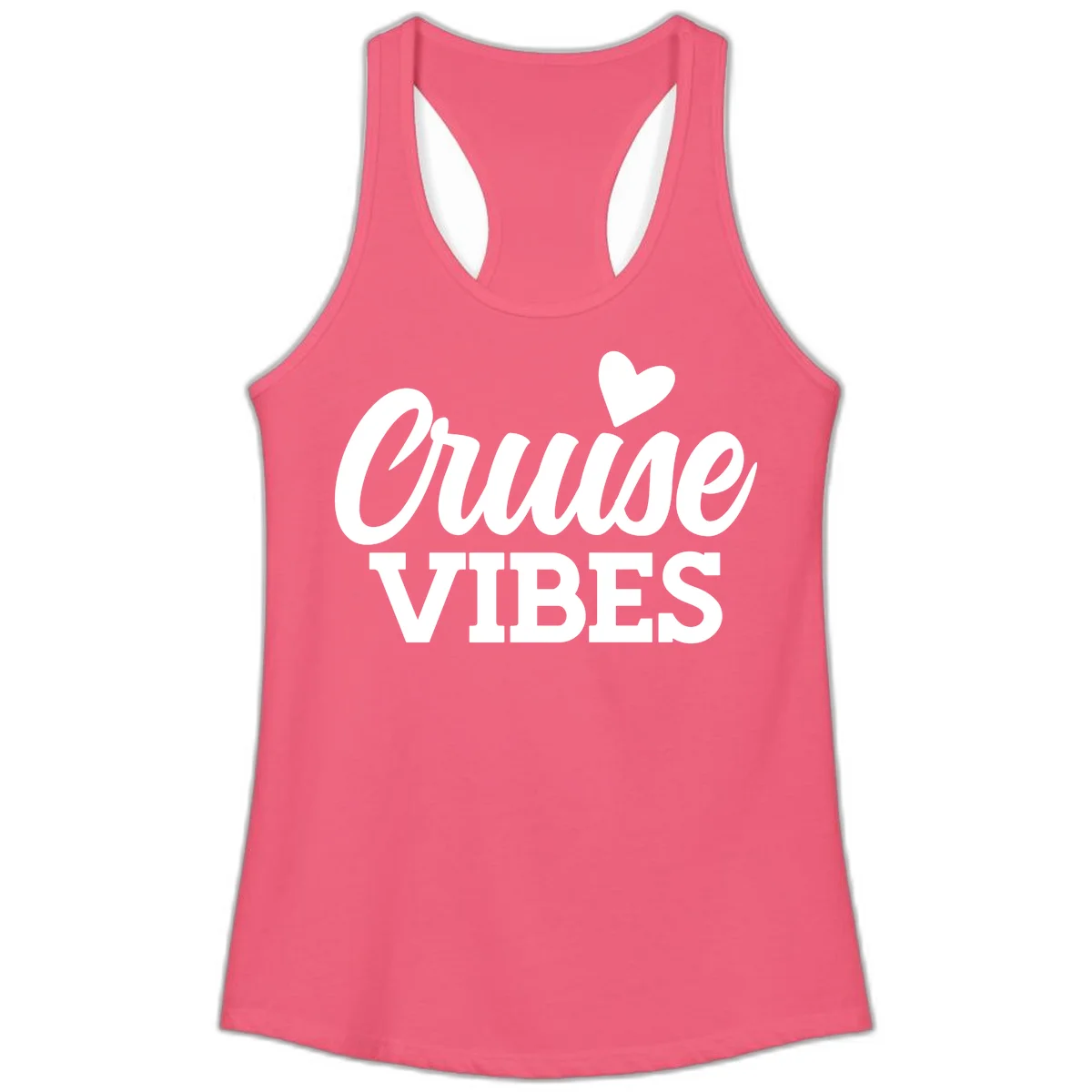 Cruise Vibes Heart Ladies Tank in Hot Pink