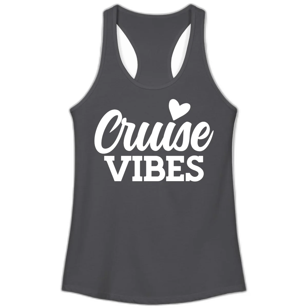 Cruise Vibes Heart Ladies Tank in Solid Dark Gray