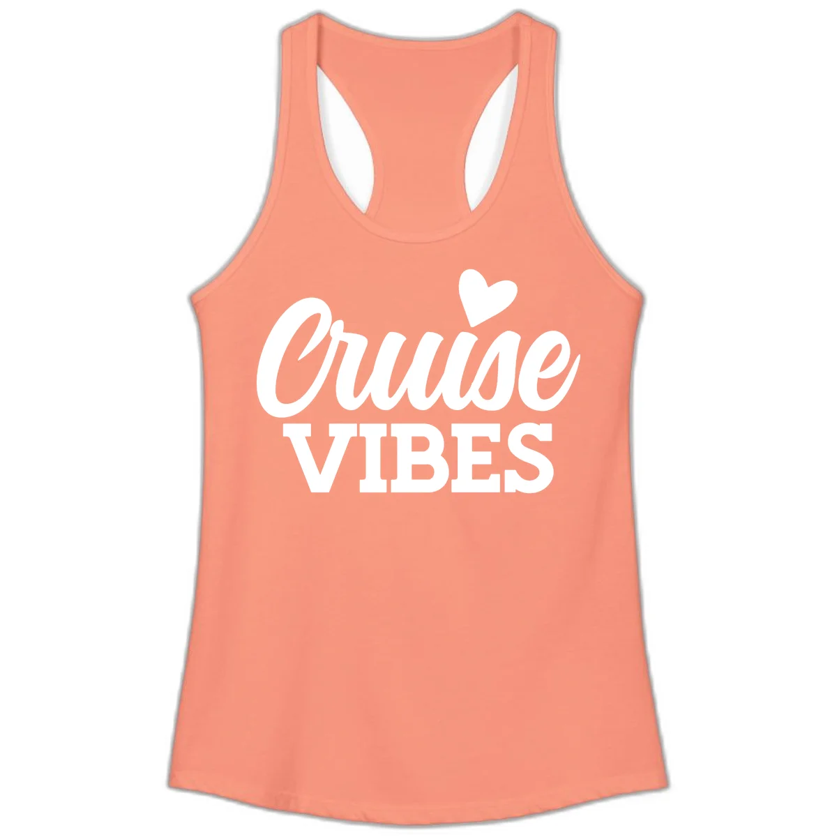 Cruise Vibes Heart Ladies Tank in Solid Light Orange