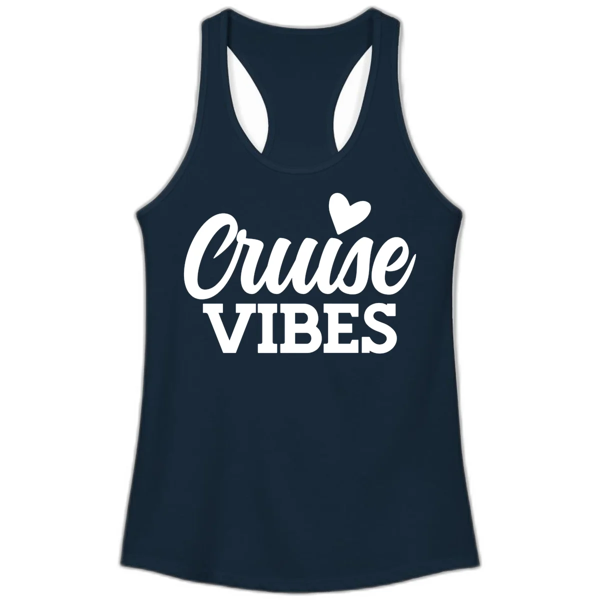 Cruise Vibes Heart Ladies Tank in Solid Midnight Navy