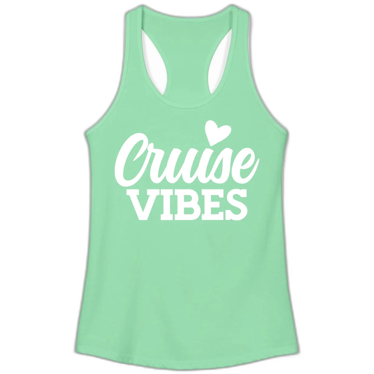 Cruise Vibes Heart Ladies Tank in Solid Mint
