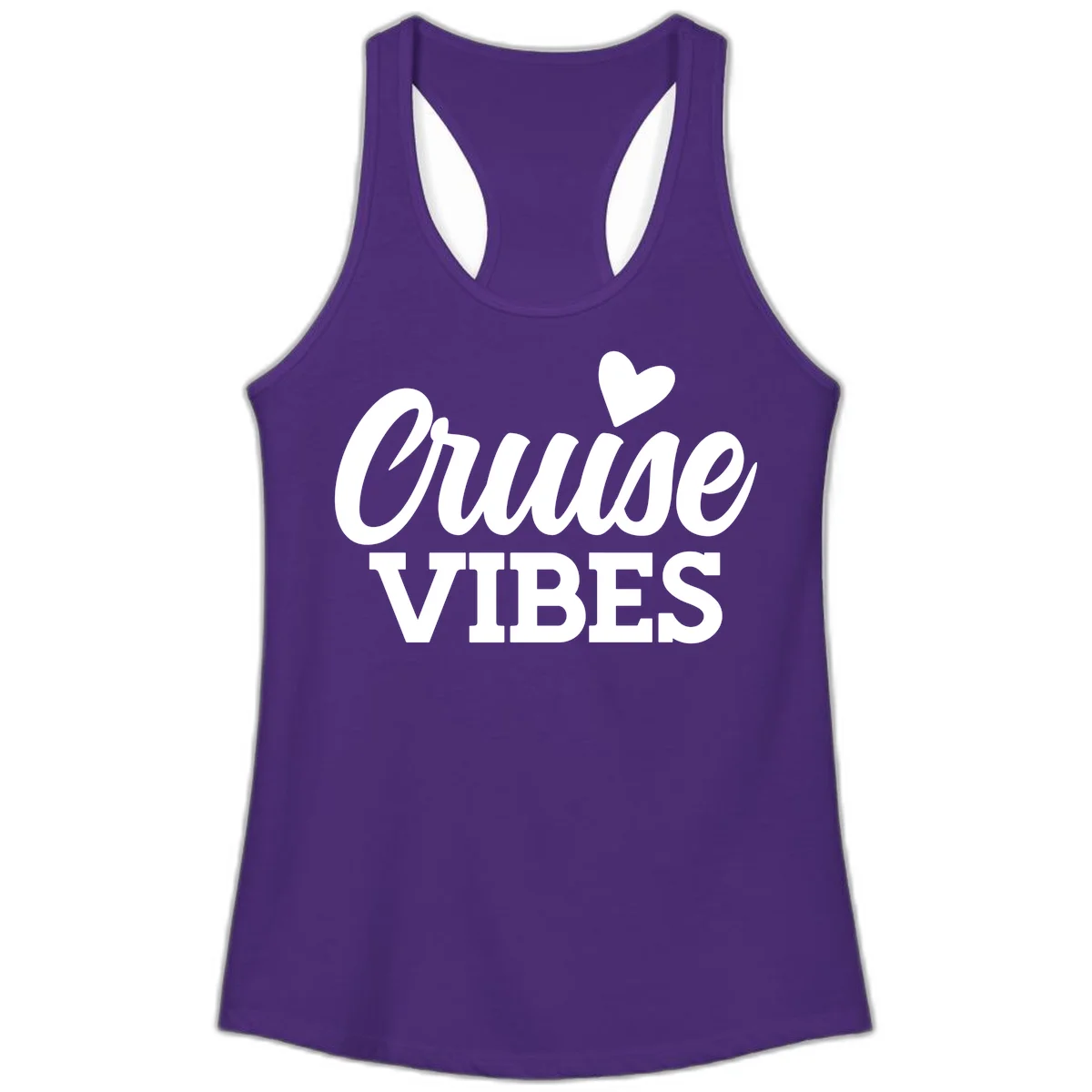 Cruise Vibes Heart Ladies Tank in Solid Purple Rush