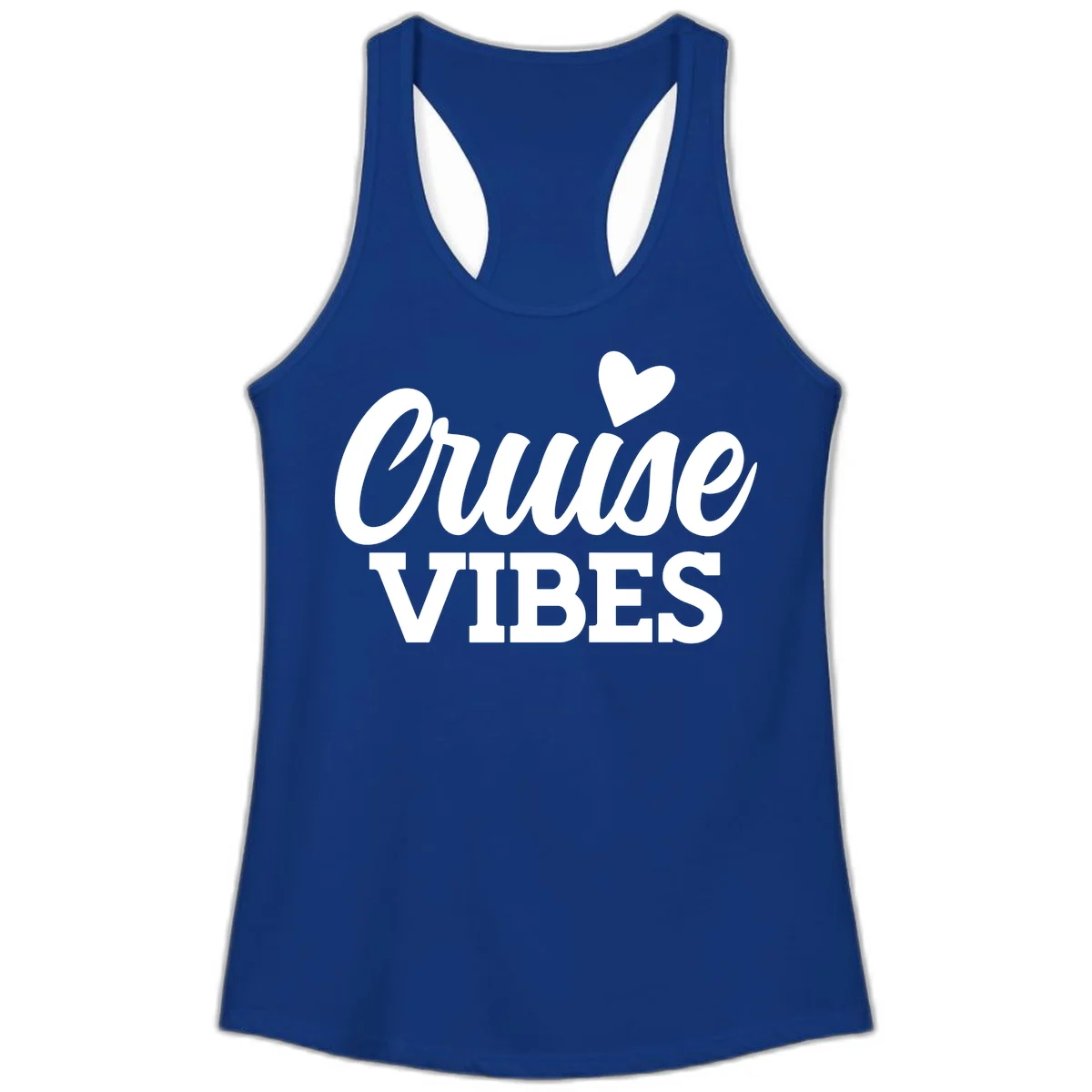Cruise Vibes Heart Ladies Tank in Solid Royal
