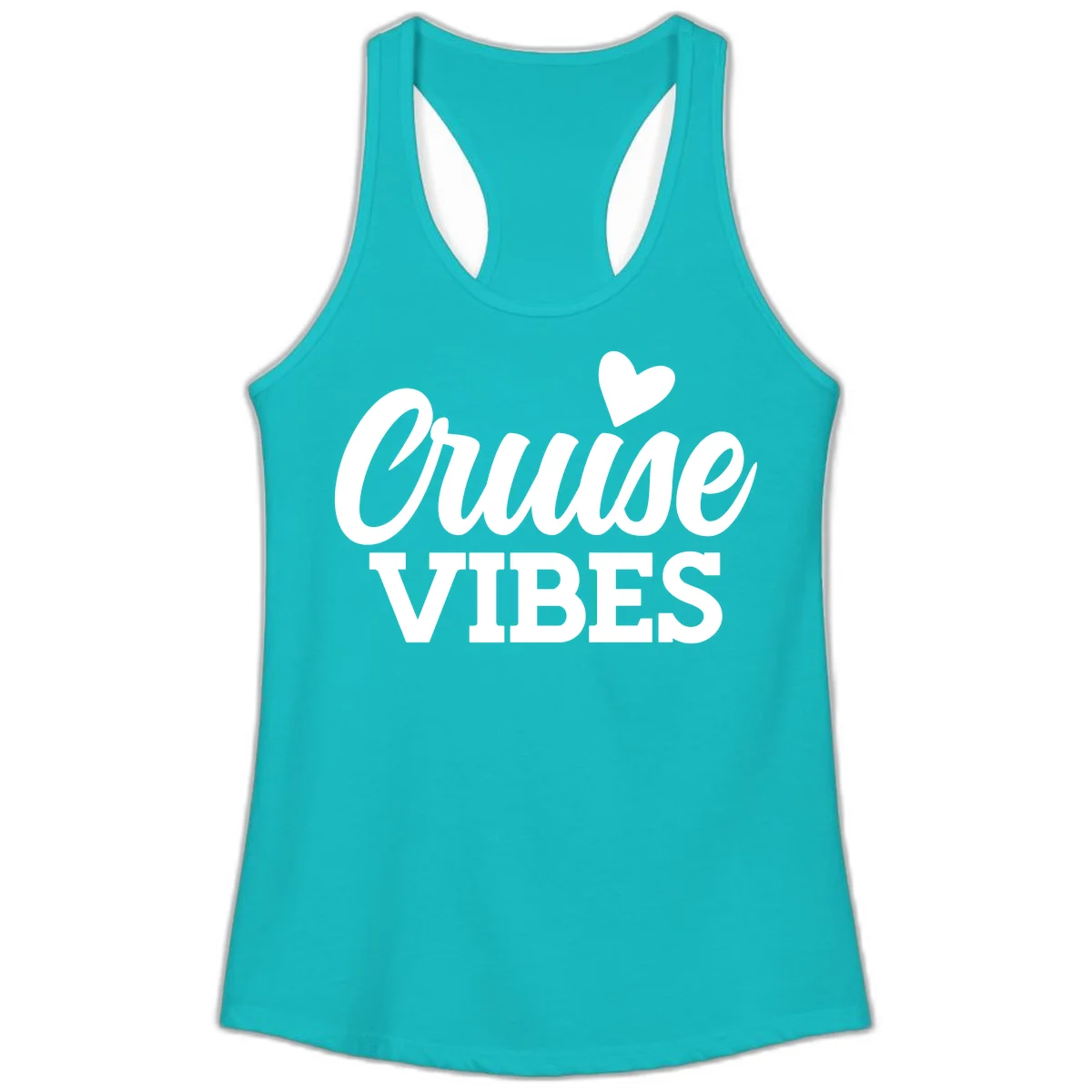 Cruise Vibes Heart Ladies Tank in Tahiti Blue