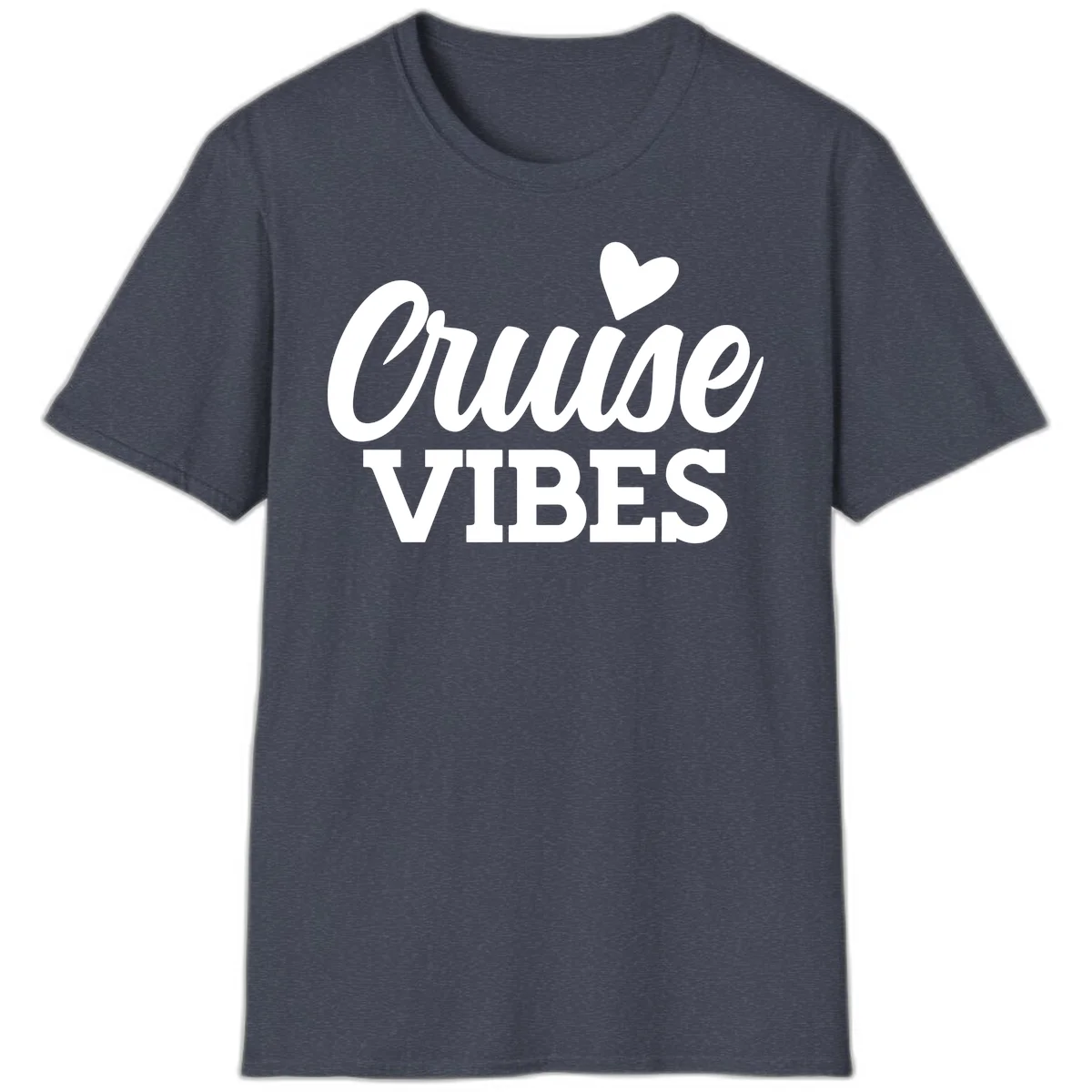 Cruise Vibes Heart T-Shirt in Heather Navy
