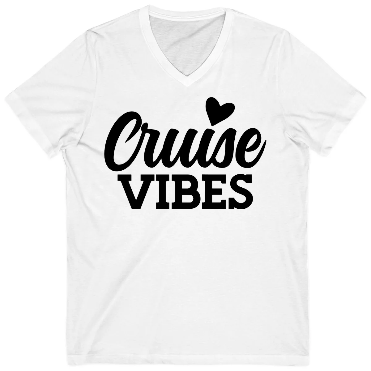 Cruise Vibes Heart V-Neck T-Shirt in White