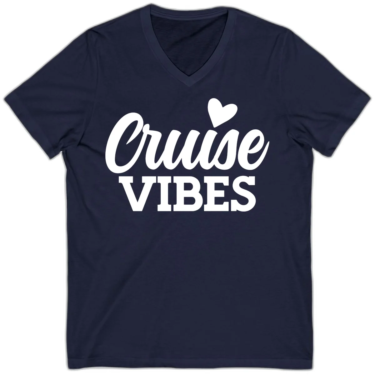 Cruise Vibes Heart V-Neck T-Shirt in Navy