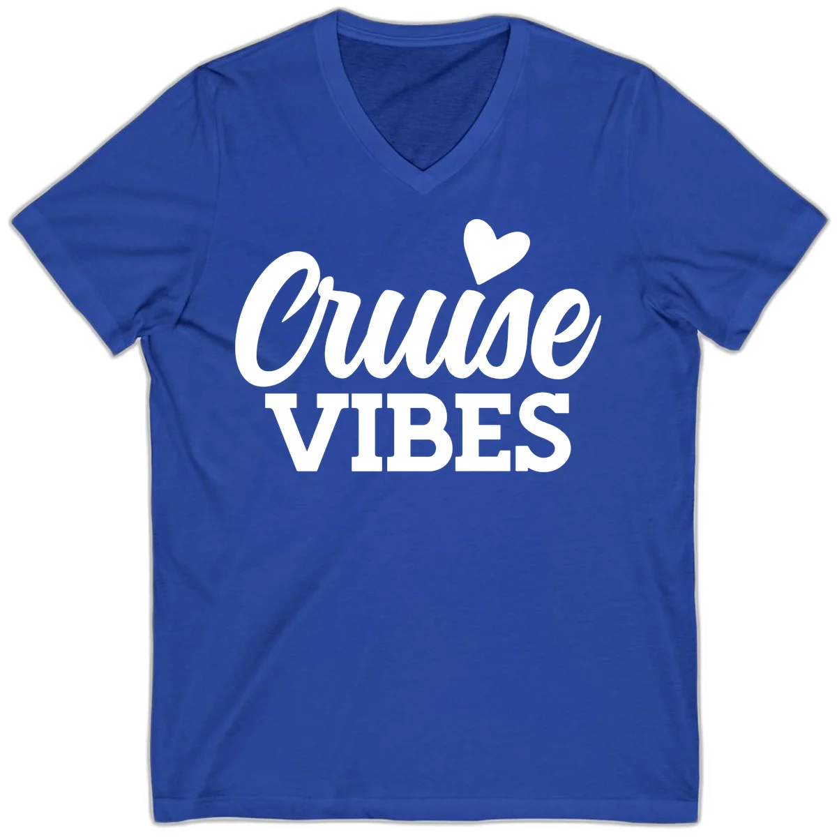 Cruise Vibes Heart V-Neck T-Shirt in True Royal