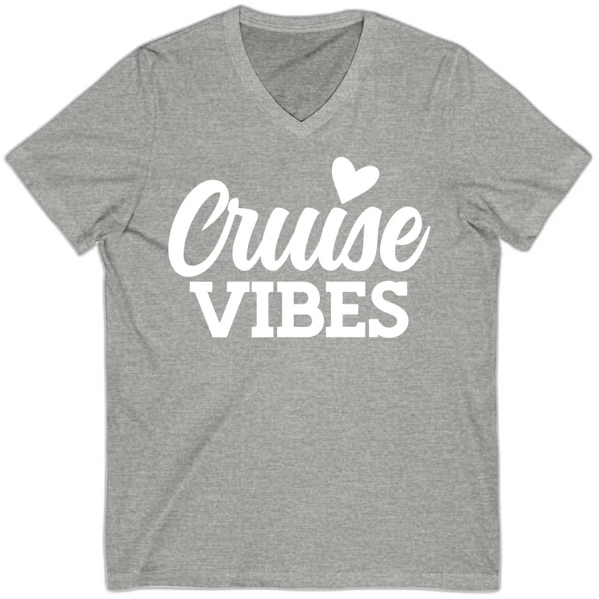 Cruise Vibes Heart V-Neck T-Shirt in Athletic Heather