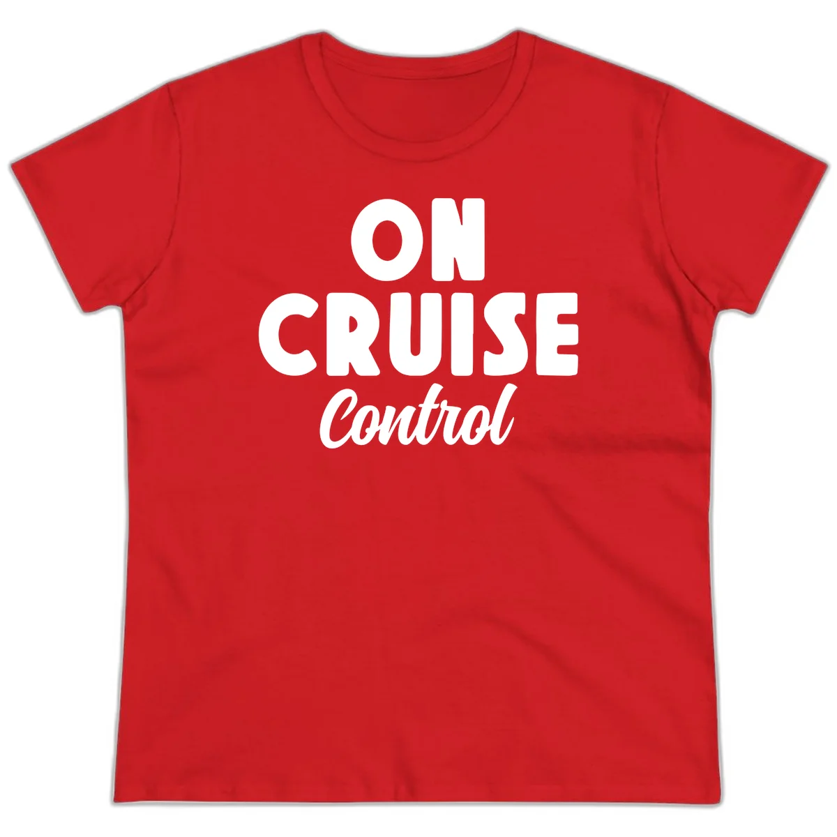 On Cruise Control Ladies Vacation Tee for Her in Red