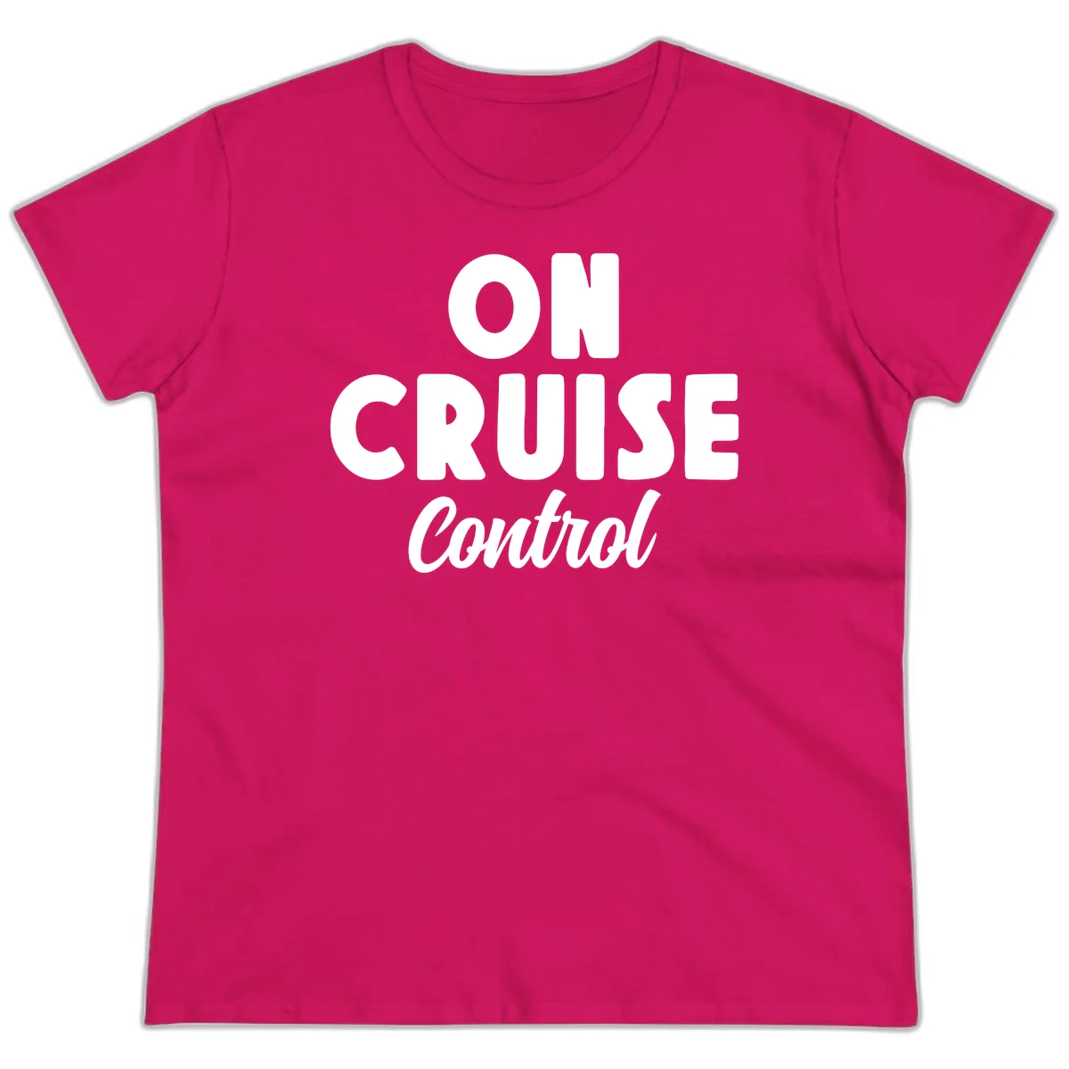 On Cruise Control Ladies Vacation Tee for Her in Heliconia