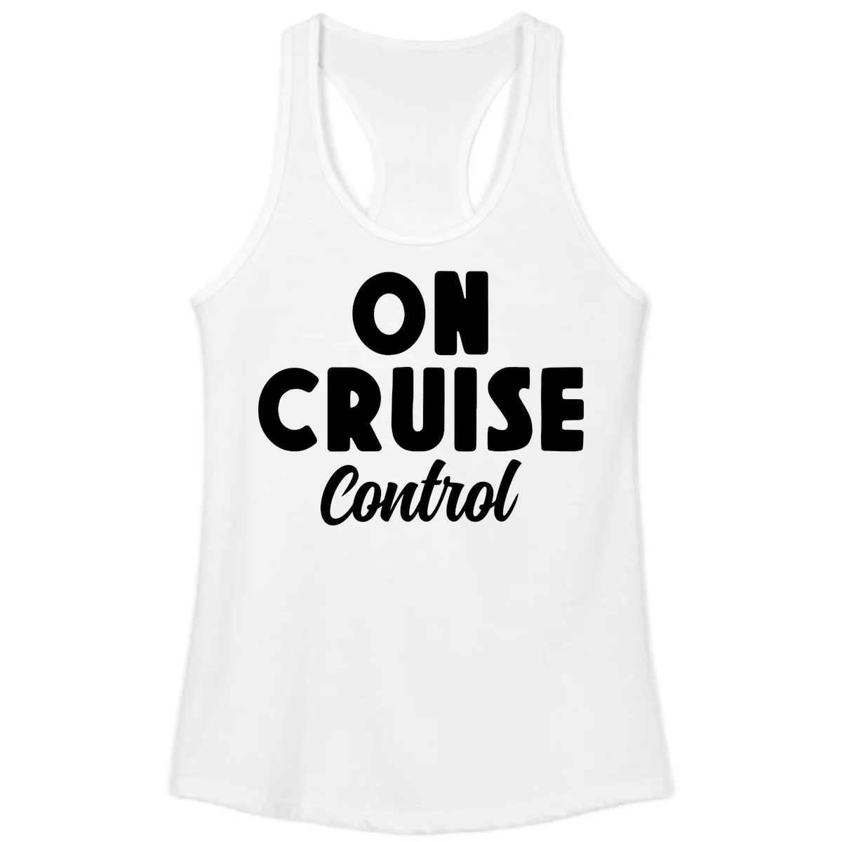 On Cruise Control Ladies Racerback Tank in White