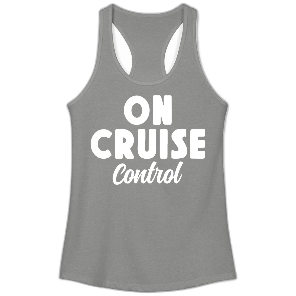 On Cruise Control Ladies Racerback Tank in Heather Grey