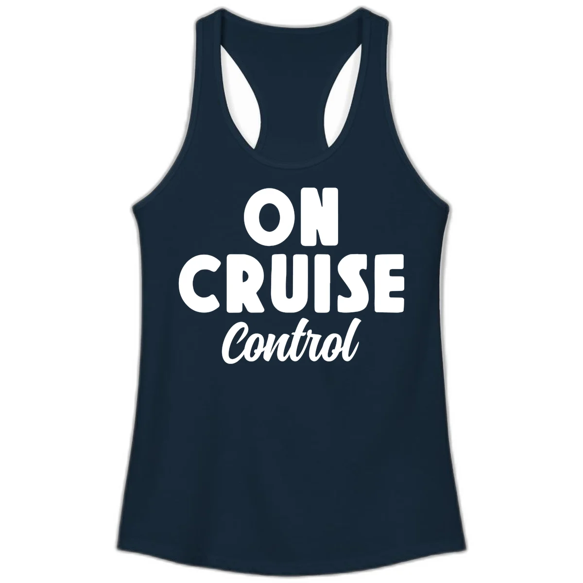 On Cruise Control Ladies Racerback Tank in Solid Midnight Navy