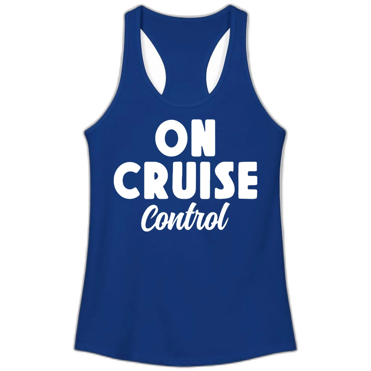 On Cruise Control Ladies Racerback Tank in Solid Royal
