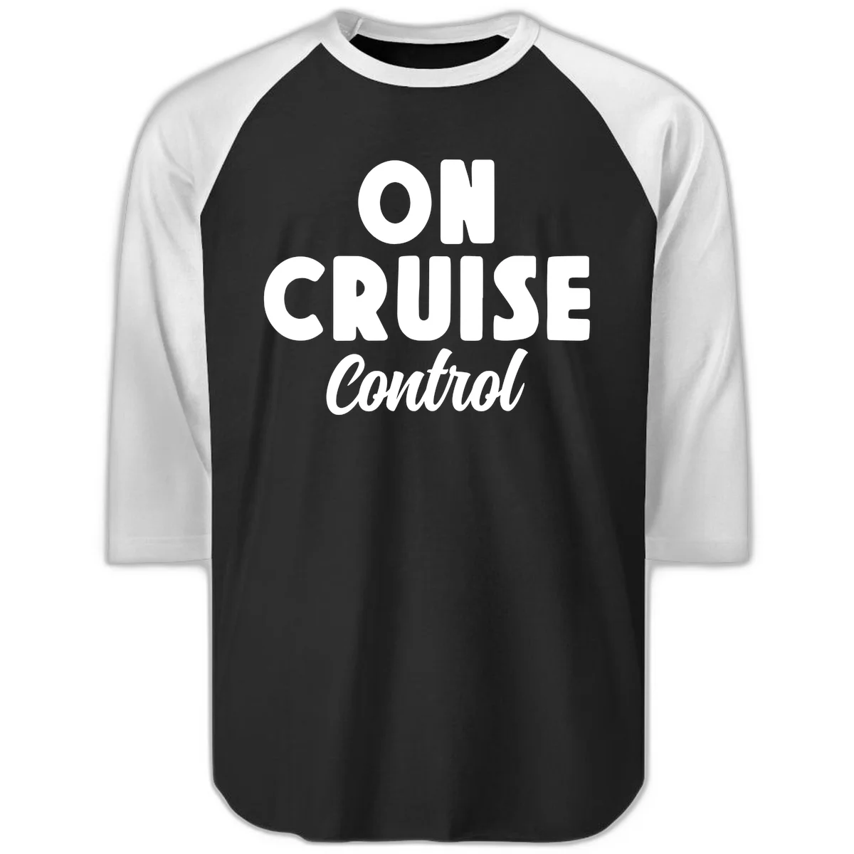 On Cruise Control 3/4 Sleeve Baseball Raglan in Black White