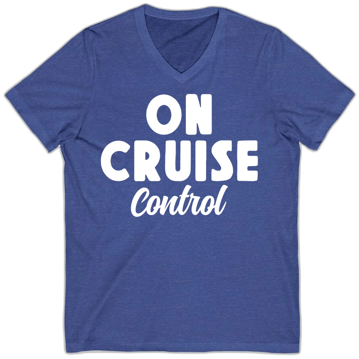 On Cruise Control Vacation V-Neck T-Shirt in Heather True Royal