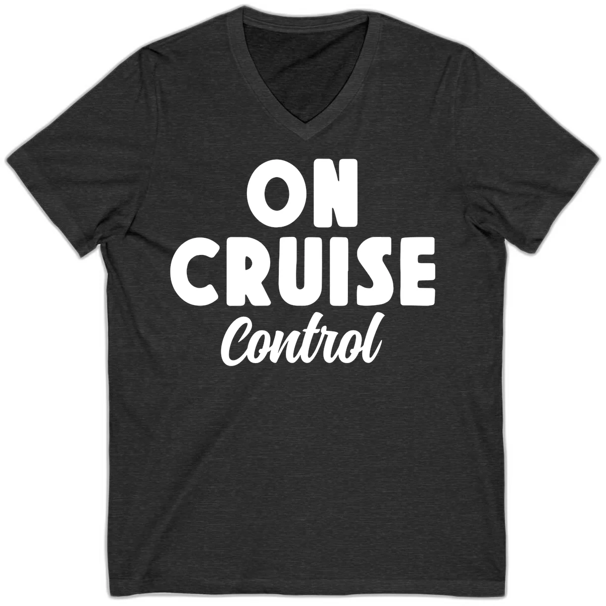 On Cruise Control Vacation V-Neck T-Shirt in Dark Grey Heather
