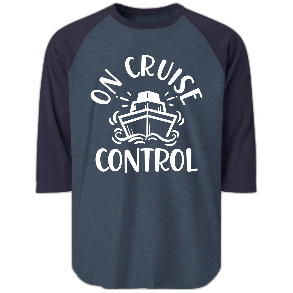 Own Cruise Control Raglan 3/4 Sleeve Tee in Heather Denim Navy