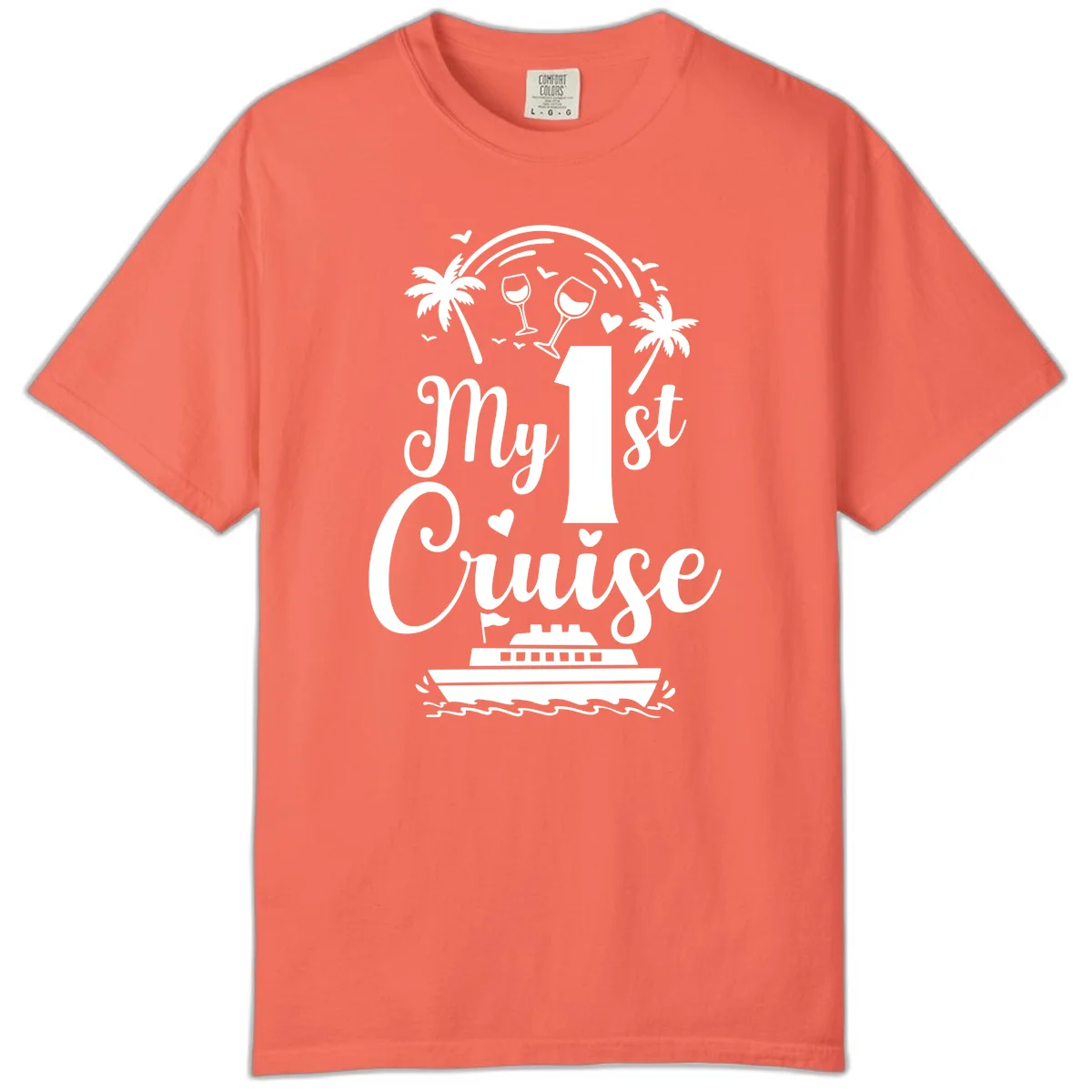 My 1st Cruise Comfort Color T-Shirt in Bright Salmon