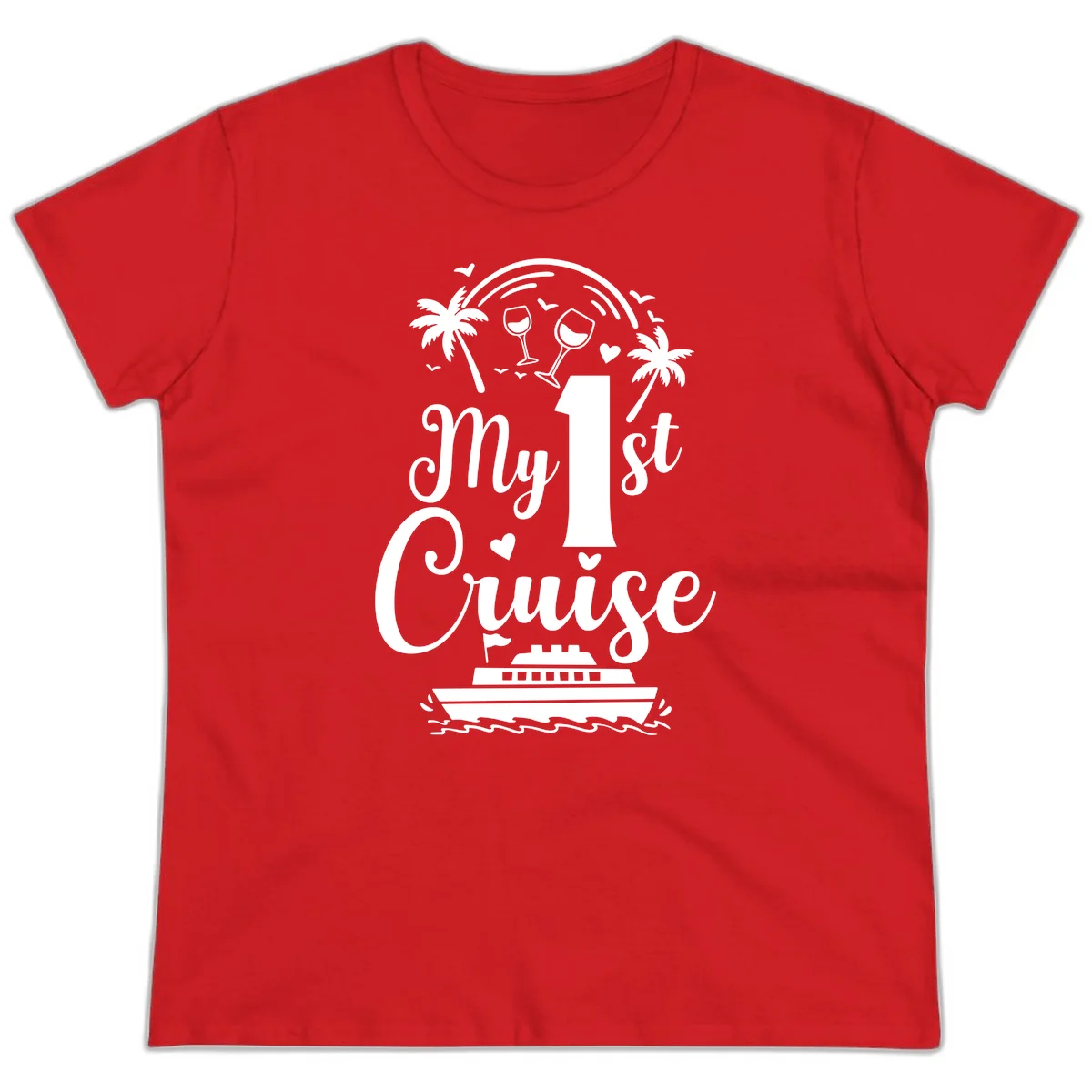 My 1st Cruise Ladies Tee in Red