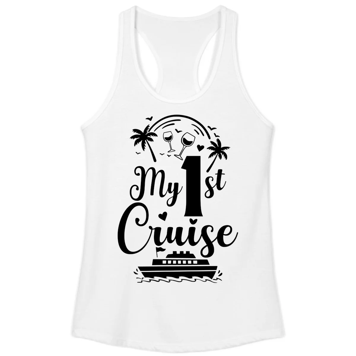 My 1st Cruise Ladies Tank in White
