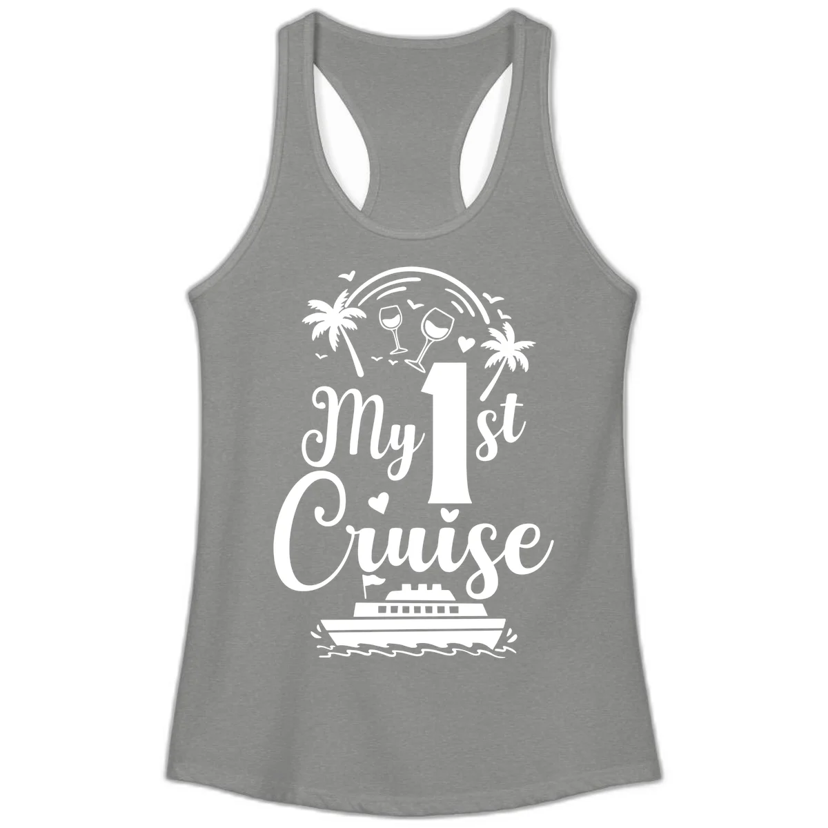 My 1st Cruise Ladies Tank in Heather Grey