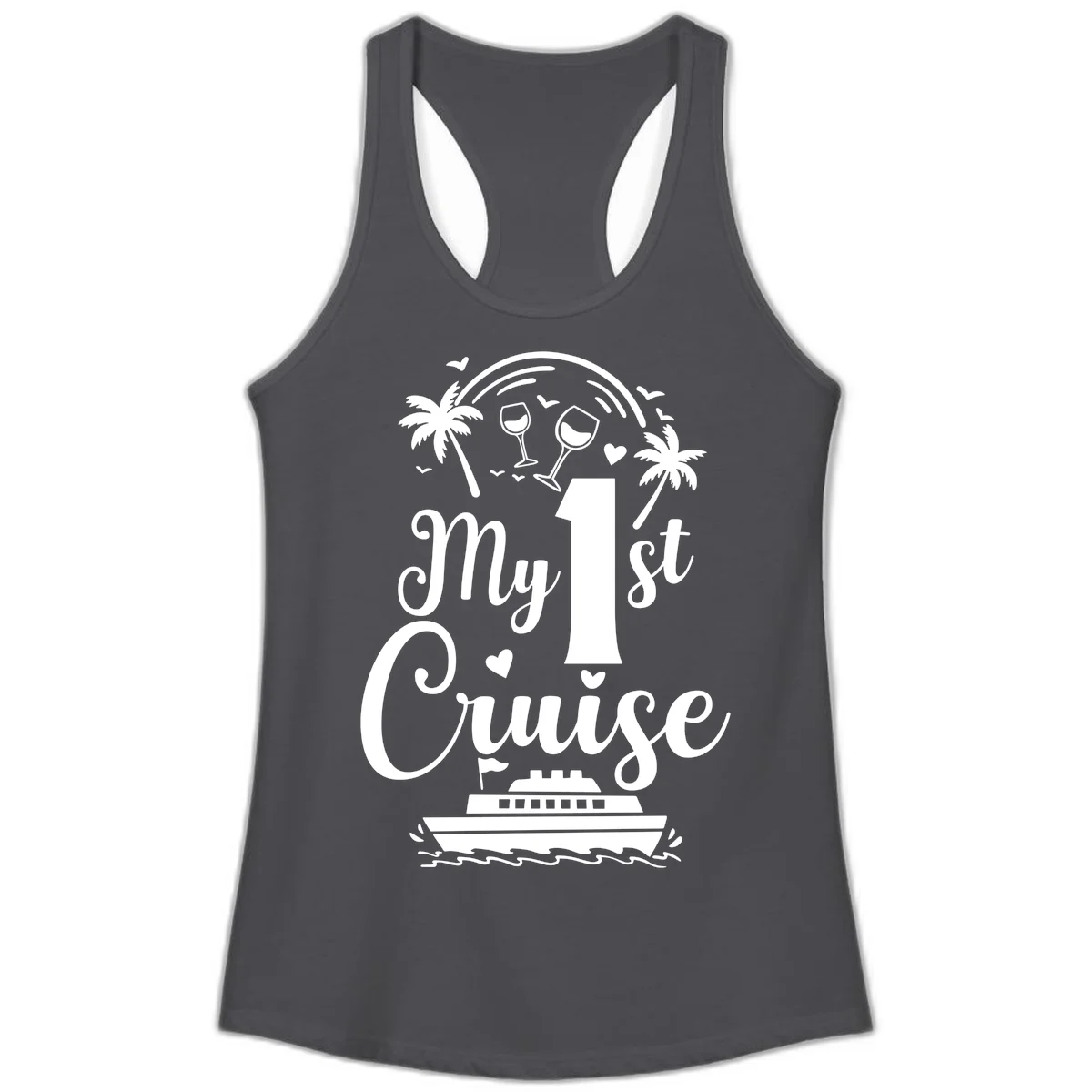 My 1st Cruise Ladies Tank in Solid Dark Gray