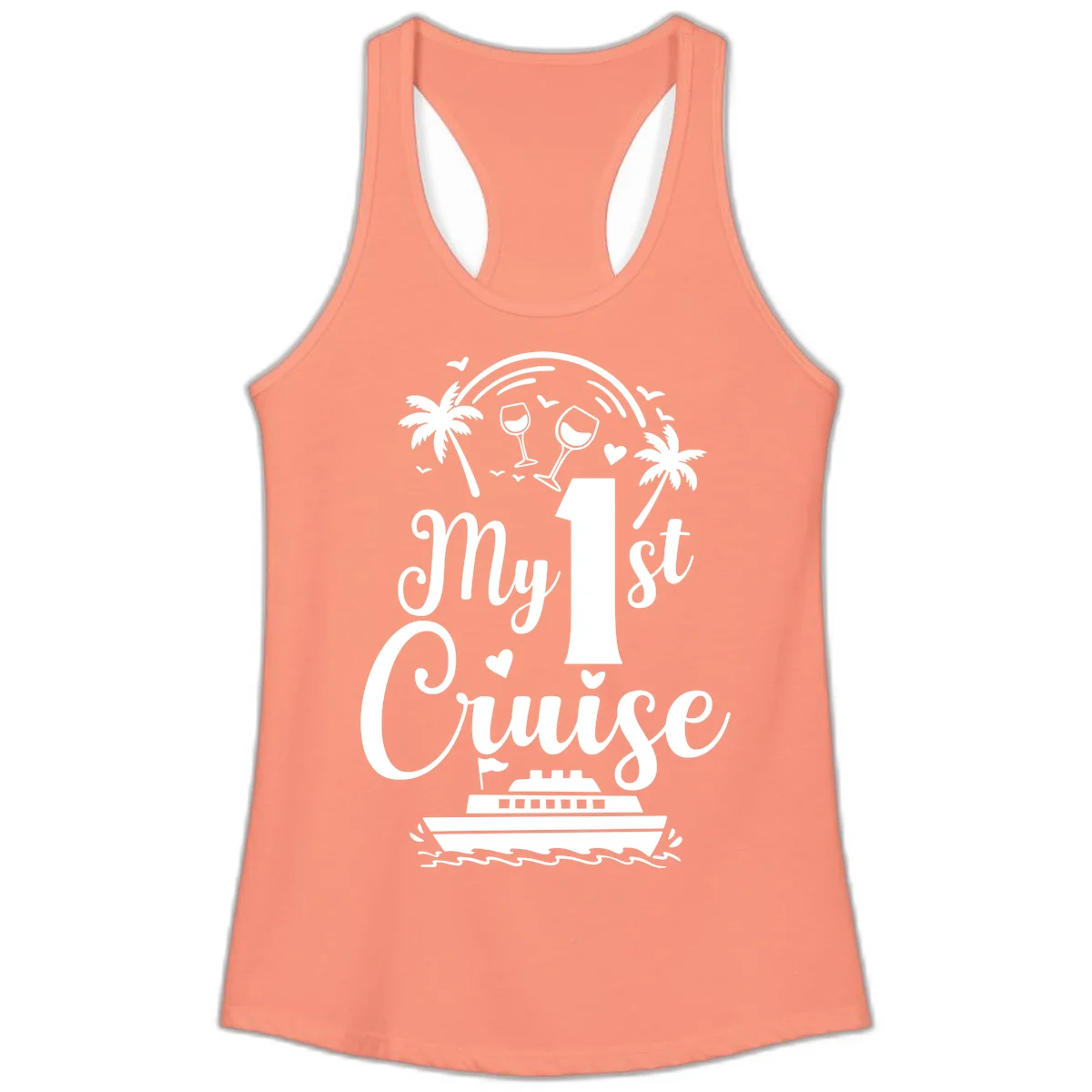 My 1st Cruise Ladies Tank in Solid Light Orange