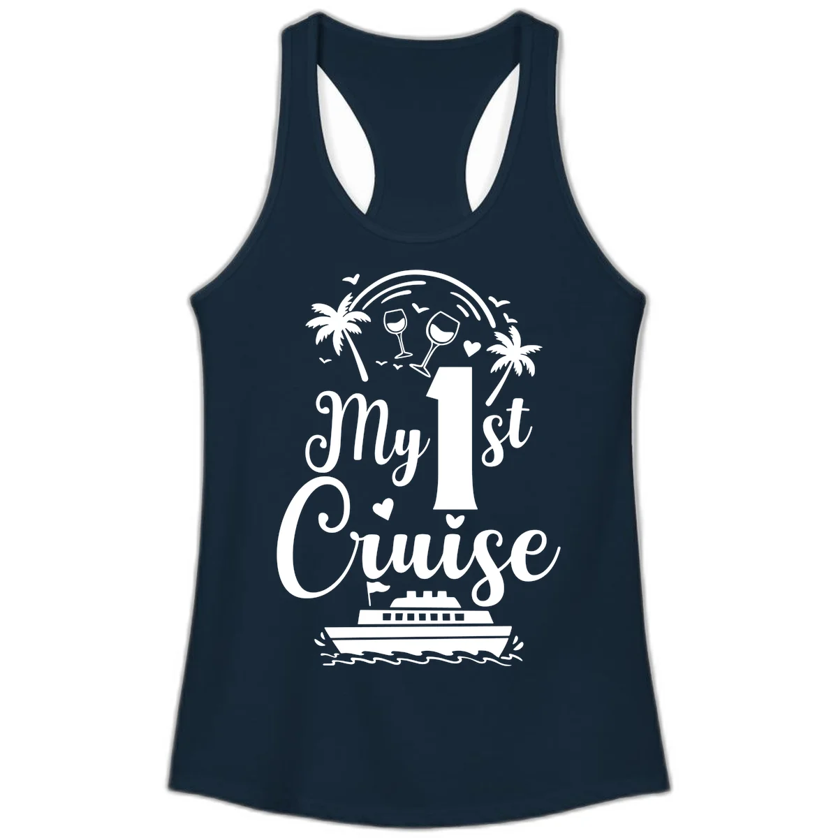 My 1st Cruise Ladies Tank in Solid Midnight Navy