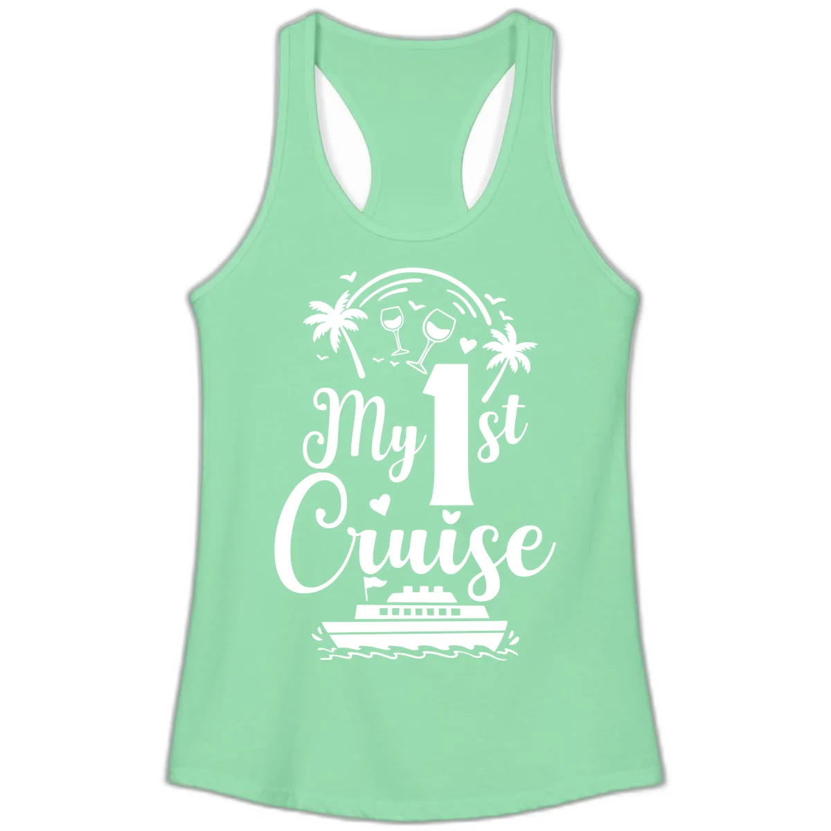My 1st Cruise Ladies Tank in Solid Mint