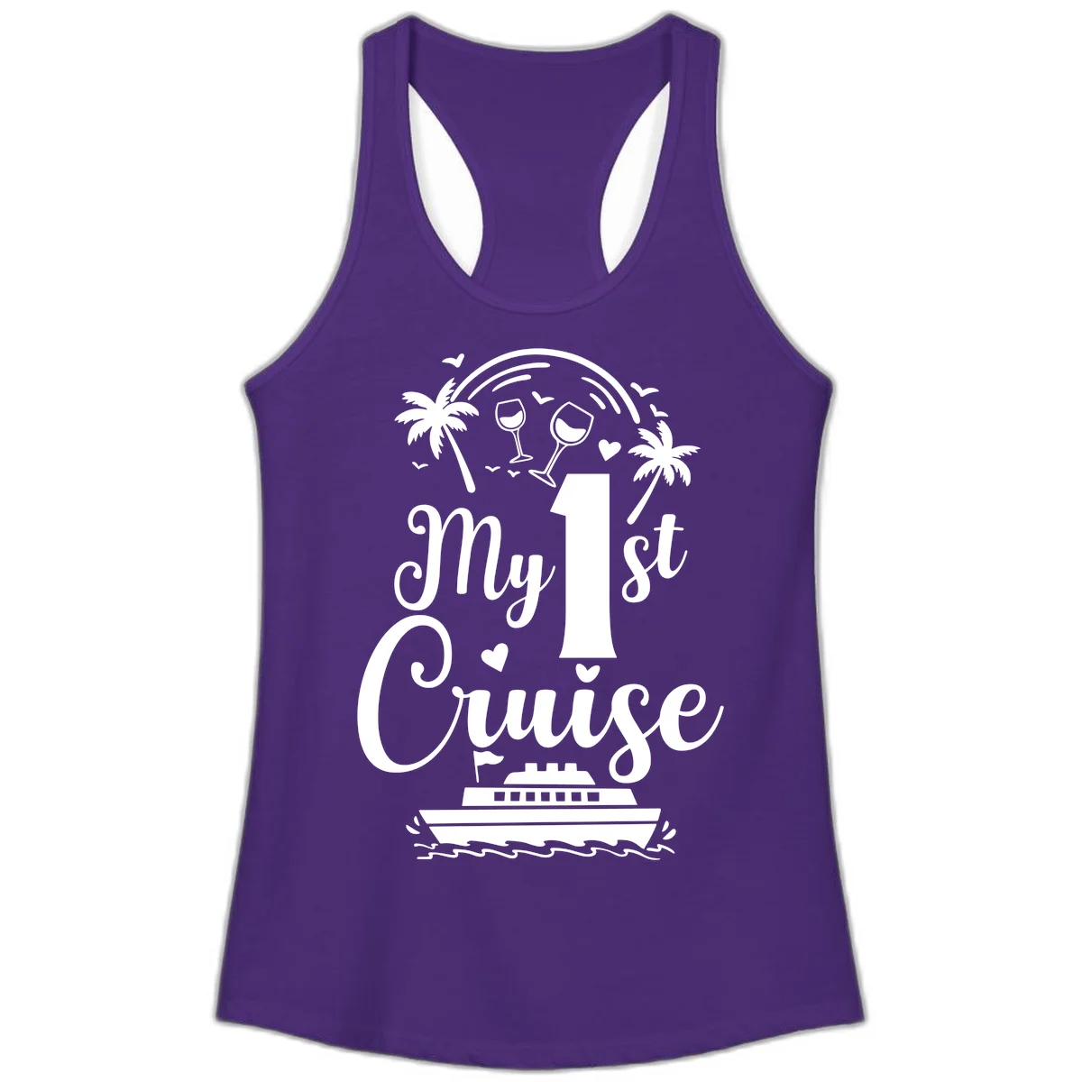 My 1st Cruise Ladies Tank in Solid Purple Rush