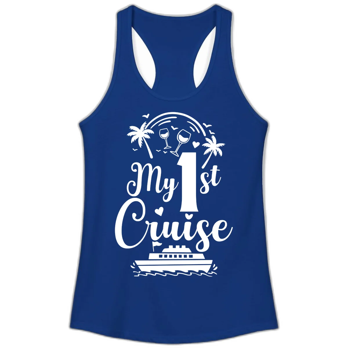 My 1st Cruise Ladies Tank in Solid Royal