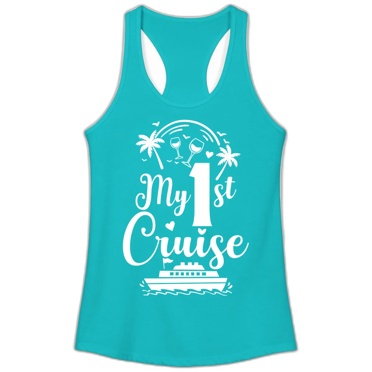 My 1st Cruise Ladies Tank in Tahiti Blue