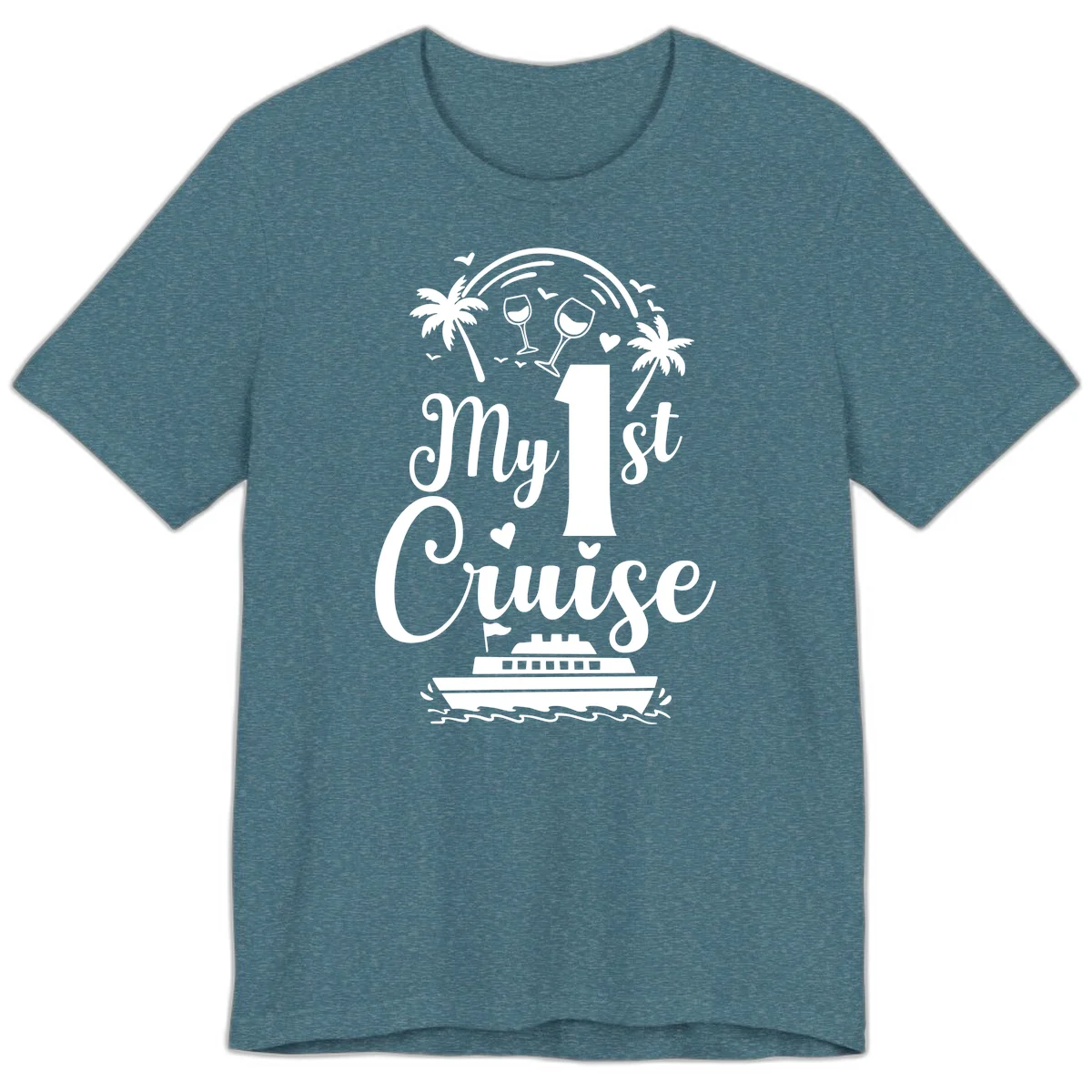 My 1st Cruise Premium T-Shirt in Heather Deep Teal