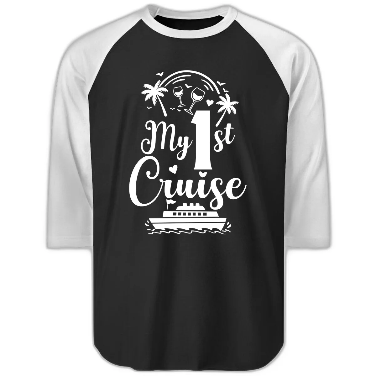 My 1st Cruise Raglan 3/4 in Black White